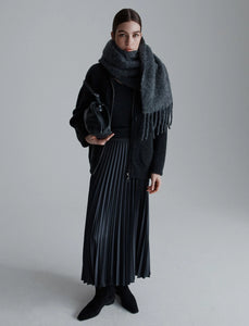 Marella Pontiac Pleated Skirt in Dark Grey