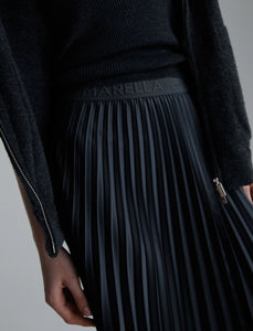 Marella Pontiac Pleated Skirt in Dark Grey