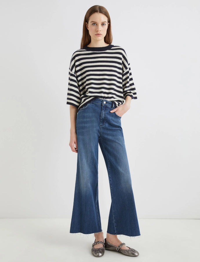 Marella Wide-Leg Crop Jeans in Blue