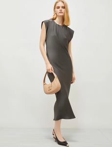 Marella Dina Satin Dress in Slate Grey