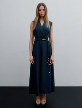 Load image into Gallery viewer, Marella Sleeveless Envers Satin Dress in Peacock Blue
