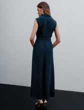 Load image into Gallery viewer, Marella Sleeveless Envers Satin Dress in Peacock Blue
