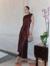 Load image into Gallery viewer, Marella Lightweight Satin Dress in Bordeaux
