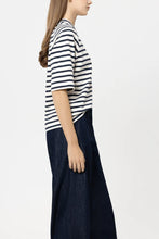 Load image into Gallery viewer, Luisa Cerano Striped Shirt with Button Detail in Navy
