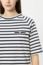 Load image into Gallery viewer, Luisa Cerano Striped Shirt with Button Detail in Navy
