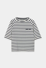 Load image into Gallery viewer, Luisa Cerano Striped Shirt with Button Detail in Navy
