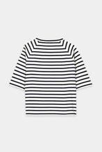 Load image into Gallery viewer, Luisa Cerano Striped Shirt with Button Detail in Navy
