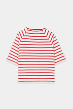 Load image into Gallery viewer, Luisa Cerano Striped Shirt with Button Detail in Red
