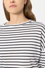 Load image into Gallery viewer, Luisa Cerano Striped Shirt with Ribbed Detail in Navy
