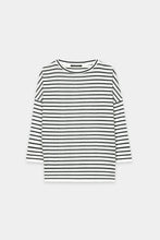 Load image into Gallery viewer, Luisa Cerano Striped Shirt with Ribbed Detail in Navy
