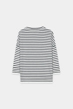 Load image into Gallery viewer, Luisa Cerano Striped Shirt with Ribbed Detail in Navy
