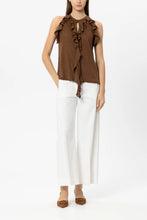 Load image into Gallery viewer, Luisa Cerano Linen Halter Neck Shirt in Dark Terracotta
