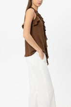 Load image into Gallery viewer, Luisa Cerano Linen Halter Neck Shirt in Dark Terracotta
