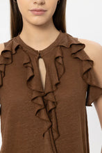 Load image into Gallery viewer, Luisa Cerano Linen Halter Neck Shirt in Dark Terracotta
