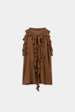 Load image into Gallery viewer, Luisa Cerano Linen Halter Neck Shirt in Dark Terracotta
