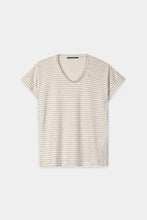 Load image into Gallery viewer, Luisa Cerano Linen Striped T-Shirt in Sand/Milk
