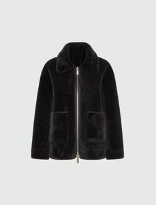Marella Fresa Faux-Fur Jacket in Dark Grey