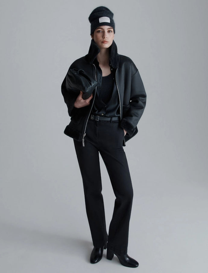 Marella Fresa Faux-Fur Jacket in Dark Grey