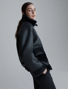 Marella Fresa Faux-Fur Jacket in Dark Grey
