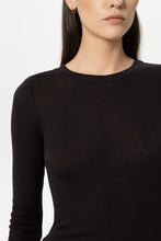 Load image into Gallery viewer, Luisa Cerano Ribbed Crew-Neck Shirt in Truffle
