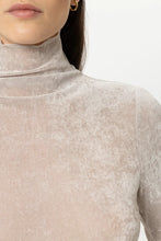 Load image into Gallery viewer, Luisa Cerano Velvet Turtleneck Shirt in Pearl

