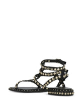 Load image into Gallery viewer, Ash Play Tonal-Studded Flat Sandal in Black

