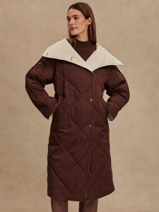 Varley Annalise Reversible Wrap Coat in Deep Mahogany