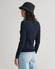 Load image into Gallery viewer, Gant Stretch Cotton Knit Crew Neck Sweater in Navy
