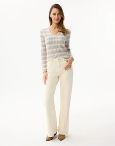 Leo & Ugo V-Sweater Blue/Beige