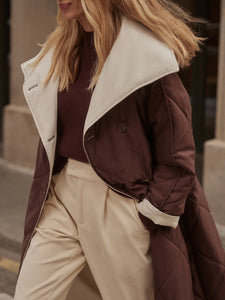 Varley Annalise Reversible Wrap Coat in Deep Mahogany