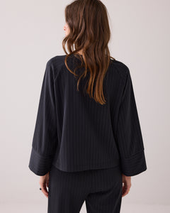 Summum Pin Stripe Sweater in Black