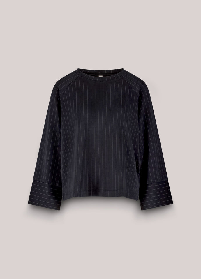 Summum Pin Stripe Sweater in Black