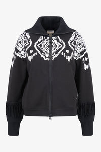 Sportalm Sweat jacket with Norwegian Print in Black