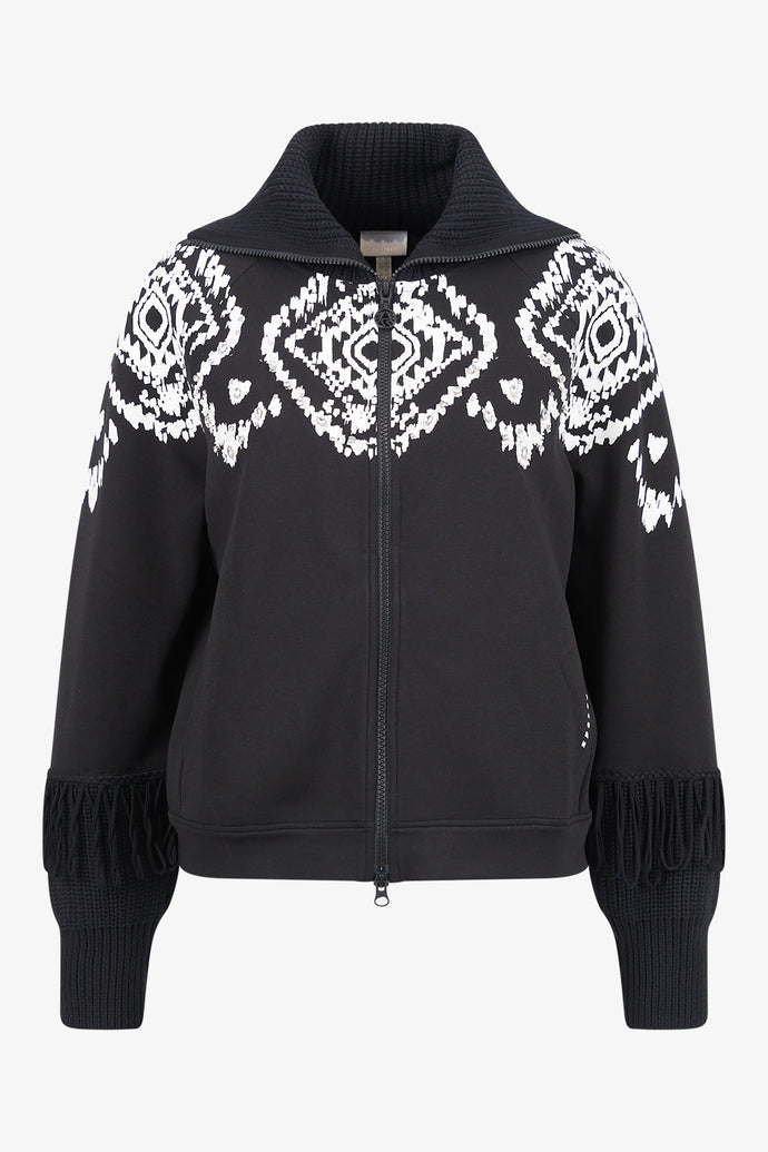 Sportalm Sweat jacket with Norwegian Print in Black