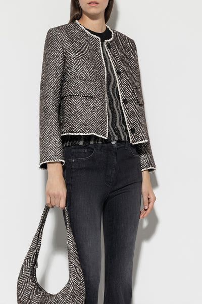 Luisa Cerano Herringbone Tweed Jacket