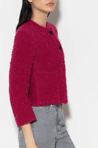 Luisa Cerano Boucle Wool Tweed Jacket in Berry Pink