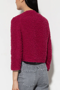 Luisa Cerano Boucle Wool Tweed Jacket in Berry Pink