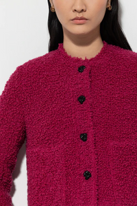 Luisa Cerano Boucle Wool Tweed Jacket in Berry Pink