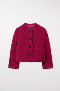 Luisa Cerano Boucle Wool Tweed Jacket in Berry Pink