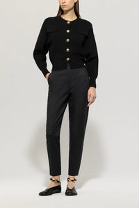 Luisa Cerano Knitted Blouson with Button Detail in Black