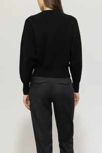 Luisa Cerano Knitted Blouson with Button Detail in Black