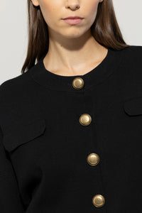 Luisa Cerano Knitted Blouson with Button Detail in Black