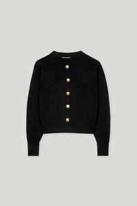 Luisa Cerano Knitted Blouson with Button Detail in Black