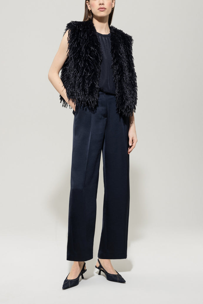 Luisa Cerano Feather-Look Vest in Dark Blue
