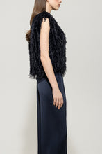 Load image into Gallery viewer, Luisa Cerano Feather-Look Vest in Dark Blue
