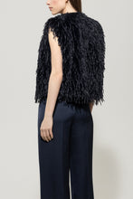 Load image into Gallery viewer, Luisa Cerano Feather-Look Vest in Dark Blue
