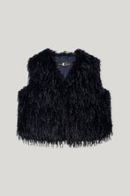 Load image into Gallery viewer, Luisa Cerano Feather-Look Vest in Dark Blue
