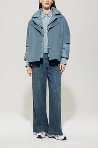 Luisa Cerano Double-Face Cape in Grey/Blue