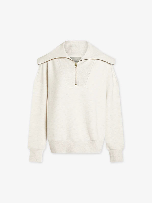 Varley Catherine Half Zip Sweater in Ivory Marl