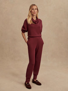 Varley The Slim Cuff Pant 27.5" in Deep Maroon